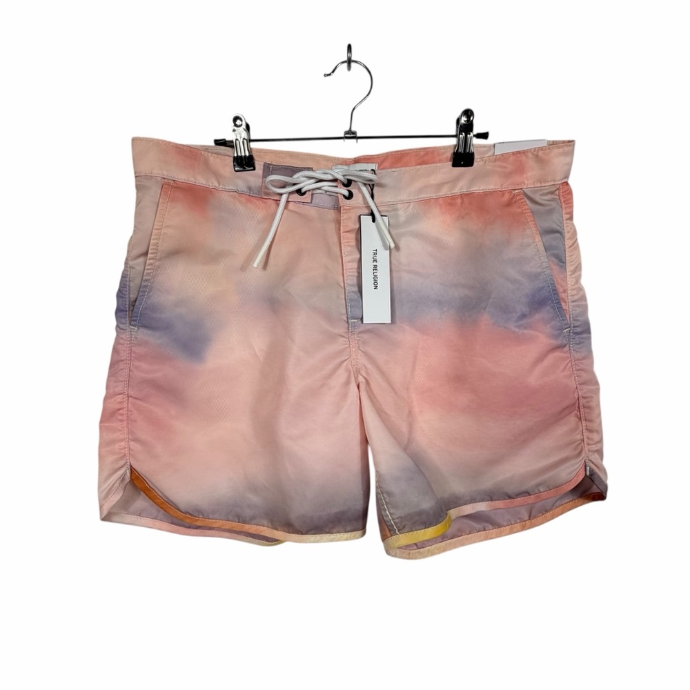 True Religion Pink Tie-Dye Board Shorts Size 33
